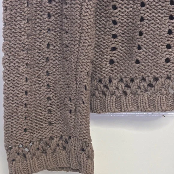 Hillard & Hanson Vintage Brown V-Neck Cardigan Sweater Cable Knit - Picture 5 of 7